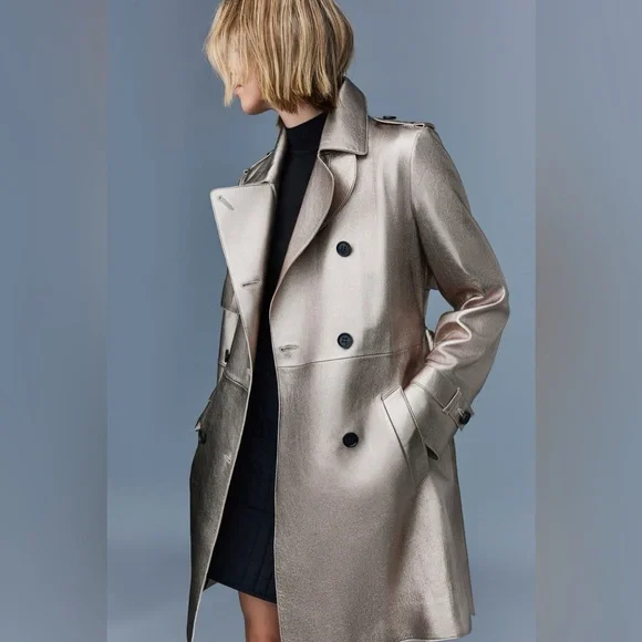 🔥🔥🔥 Mackage Mely leather trench coat in rose gold (quartz), size S 🔥🔥🔥 - Picture 6 of 14